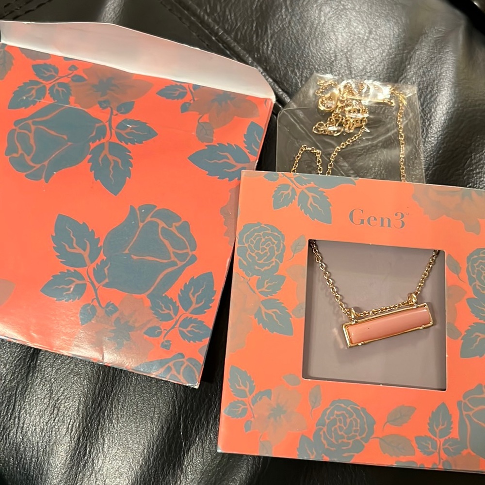NEW Gen 3 Stella Bar Gold Necklace rose pink stone gem